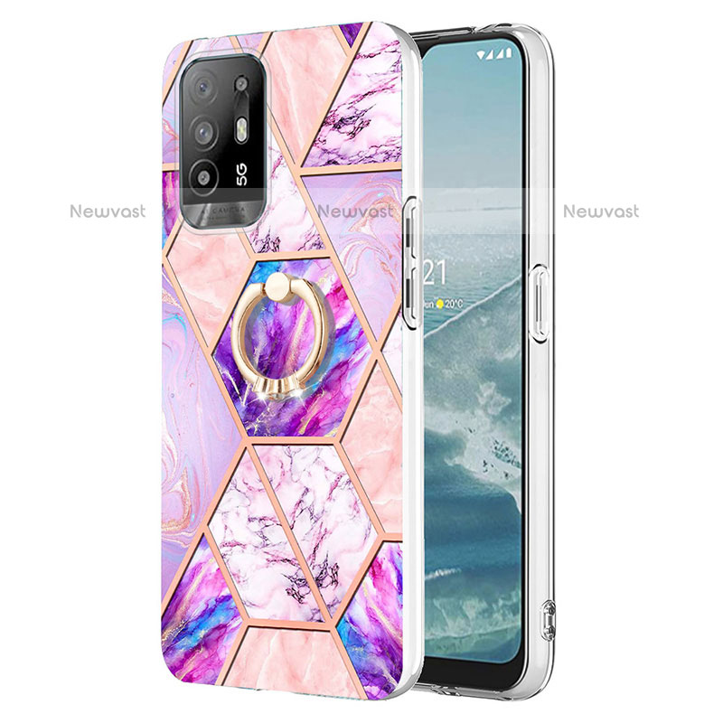 Silicone Candy Rubber Gel Fashionable Pattern Soft Case Cover with Finger Ring Stand Y01B for Oppo A95 5G