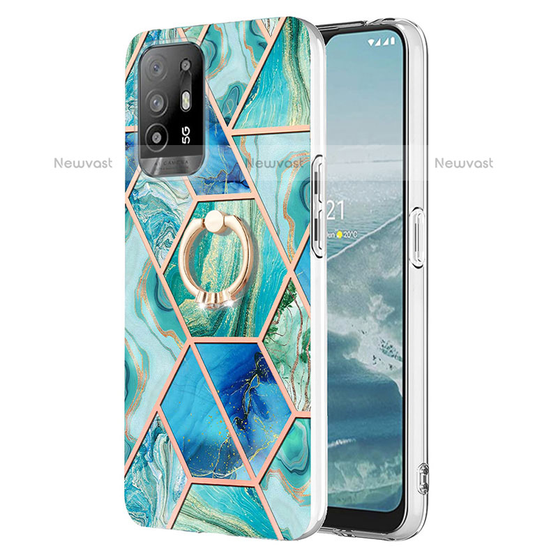 Silicone Candy Rubber Gel Fashionable Pattern Soft Case Cover with Finger Ring Stand Y01B for Oppo A95 5G