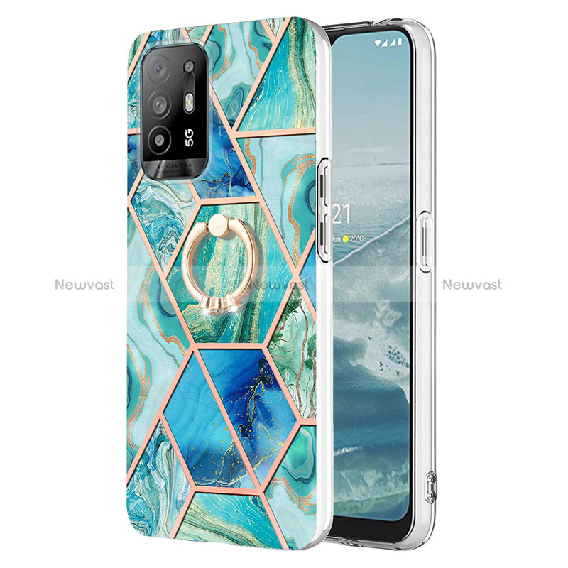 Silicone Candy Rubber Gel Fashionable Pattern Soft Case Cover with Finger Ring Stand Y01B for Oppo Reno5 Z 5G