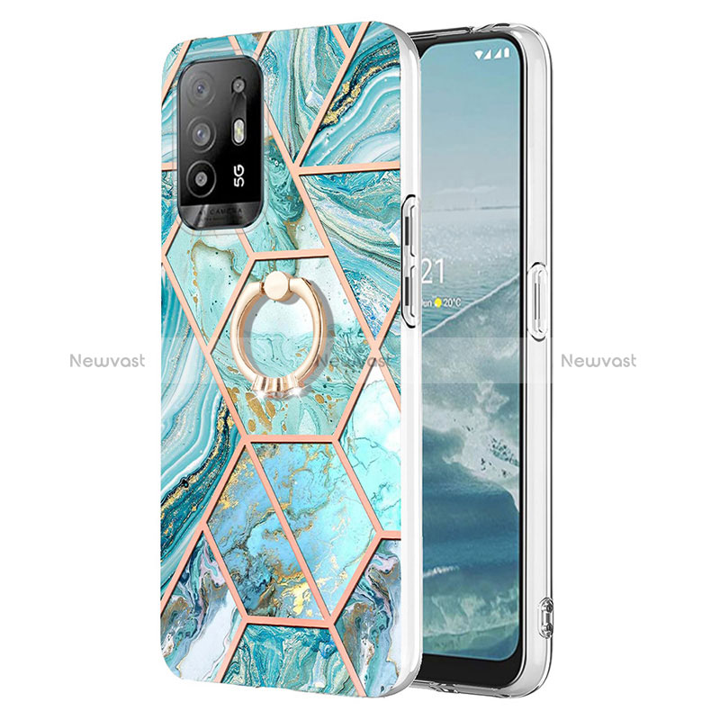 Silicone Candy Rubber Gel Fashionable Pattern Soft Case Cover with Finger Ring Stand Y01B for Oppo Reno5 Z 5G