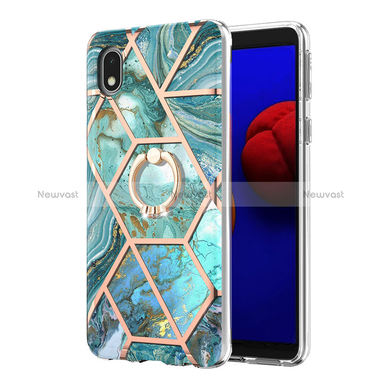 Silicone Candy Rubber Gel Fashionable Pattern Soft Case Cover with Finger Ring Stand Y01B for Samsung Galaxy A01 Core