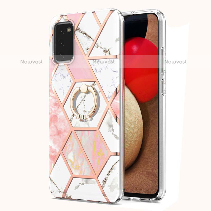 Silicone Candy Rubber Gel Fashionable Pattern Soft Case Cover with Finger Ring Stand Y01B for Samsung Galaxy A02s