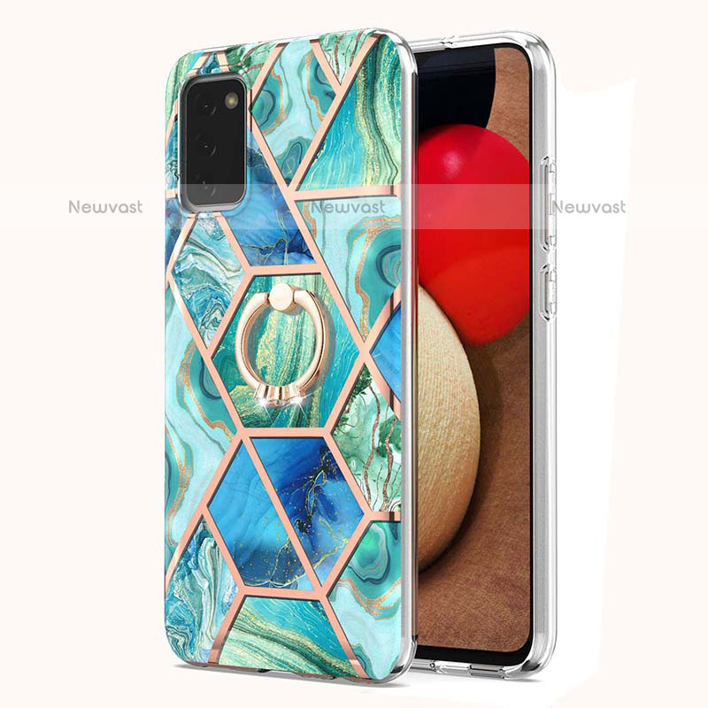 Silicone Candy Rubber Gel Fashionable Pattern Soft Case Cover with Finger Ring Stand Y01B for Samsung Galaxy A02s