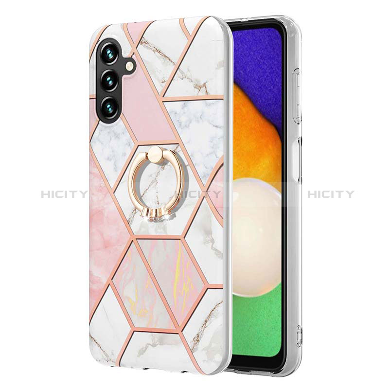 Silicone Candy Rubber Gel Fashionable Pattern Soft Case Cover with Finger Ring Stand Y01B for Samsung Galaxy A04s