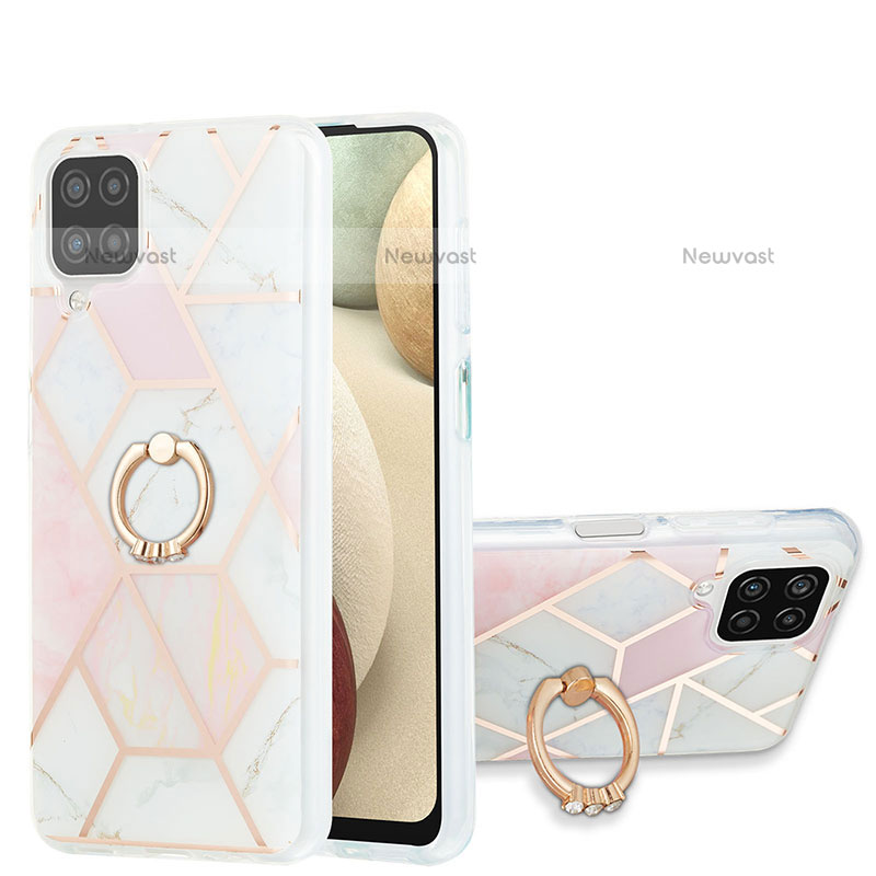 Silicone Candy Rubber Gel Fashionable Pattern Soft Case Cover with Finger Ring Stand Y01B for Samsung Galaxy A12