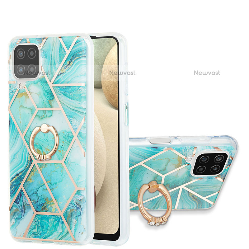 Silicone Candy Rubber Gel Fashionable Pattern Soft Case Cover with Finger Ring Stand Y01B for Samsung Galaxy A12