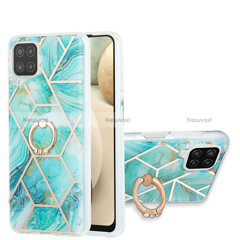 Silicone Candy Rubber Gel Fashionable Pattern Soft Case Cover with Finger Ring Stand Y01B for Samsung Galaxy A12 5G