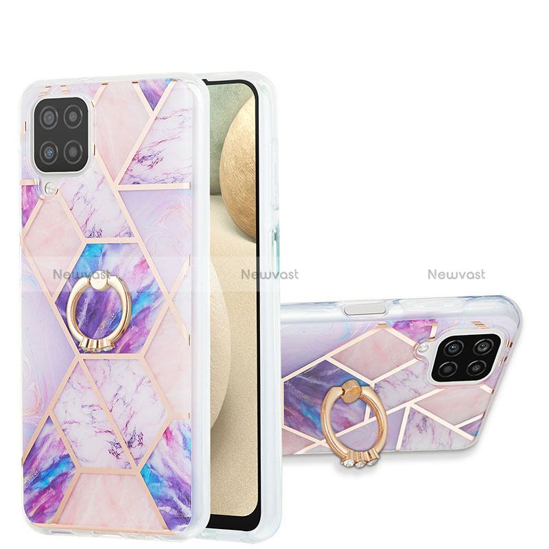 Silicone Candy Rubber Gel Fashionable Pattern Soft Case Cover with Finger Ring Stand Y01B for Samsung Galaxy A12 5G