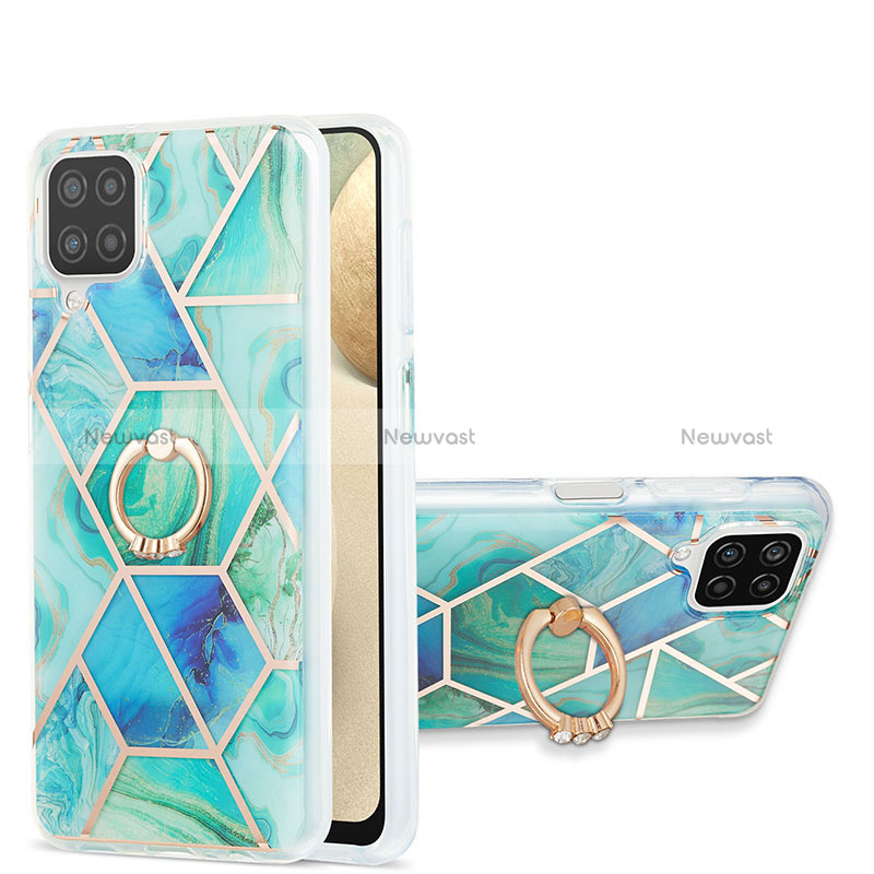 Silicone Candy Rubber Gel Fashionable Pattern Soft Case Cover with Finger Ring Stand Y01B for Samsung Galaxy A12 Nacho