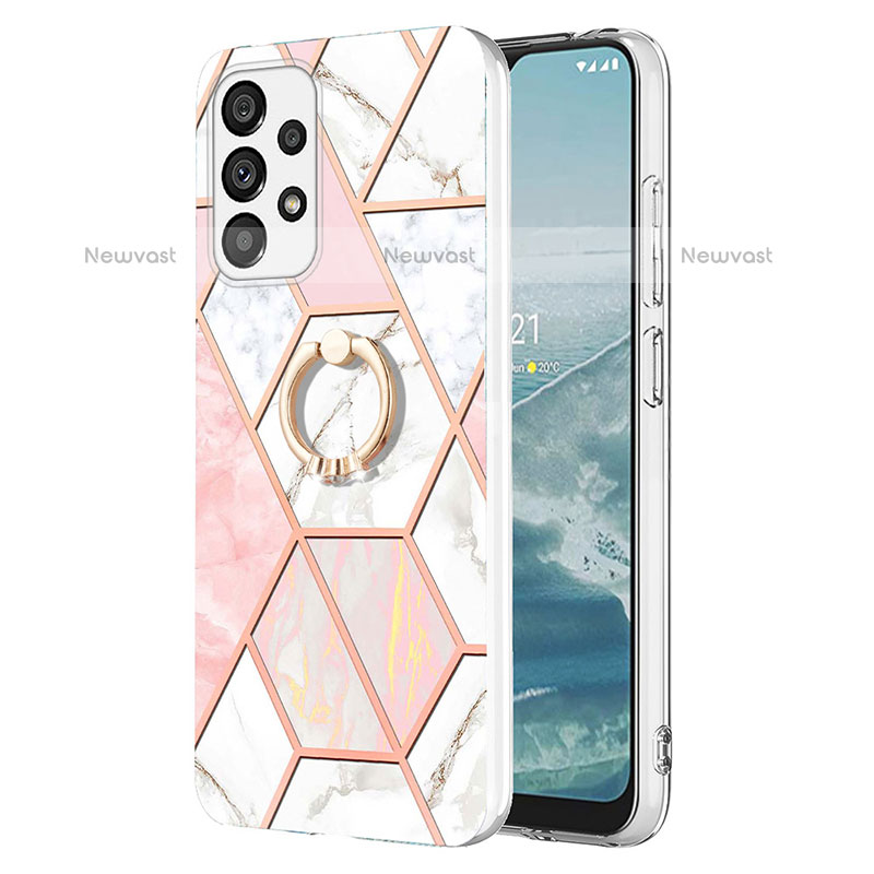 Silicone Candy Rubber Gel Fashionable Pattern Soft Case Cover with Finger Ring Stand Y01B for Samsung Galaxy A23 5G