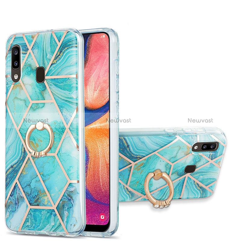Silicone Candy Rubber Gel Fashionable Pattern Soft Case Cover with Finger Ring Stand Y01B for Samsung Galaxy A30