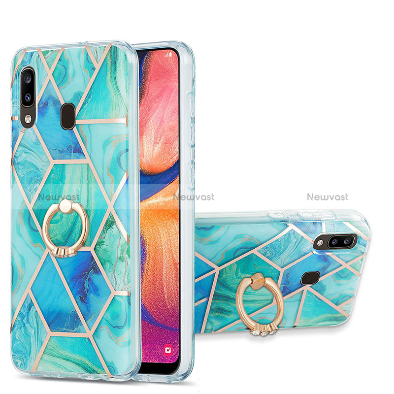 Silicone Candy Rubber Gel Fashionable Pattern Soft Case Cover with Finger Ring Stand Y01B for Samsung Galaxy A30