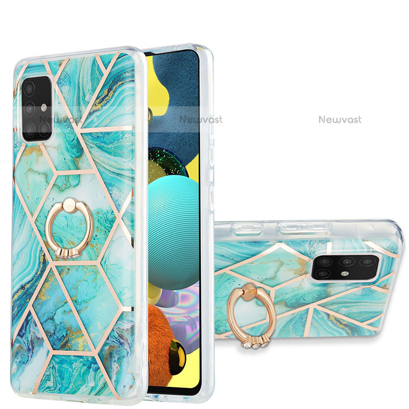 Silicone Candy Rubber Gel Fashionable Pattern Soft Case Cover with Finger Ring Stand Y01B for Samsung Galaxy A51 4G