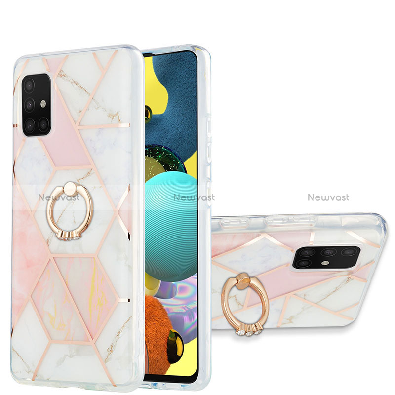 Silicone Candy Rubber Gel Fashionable Pattern Soft Case Cover with Finger Ring Stand Y01B for Samsung Galaxy A51 5G