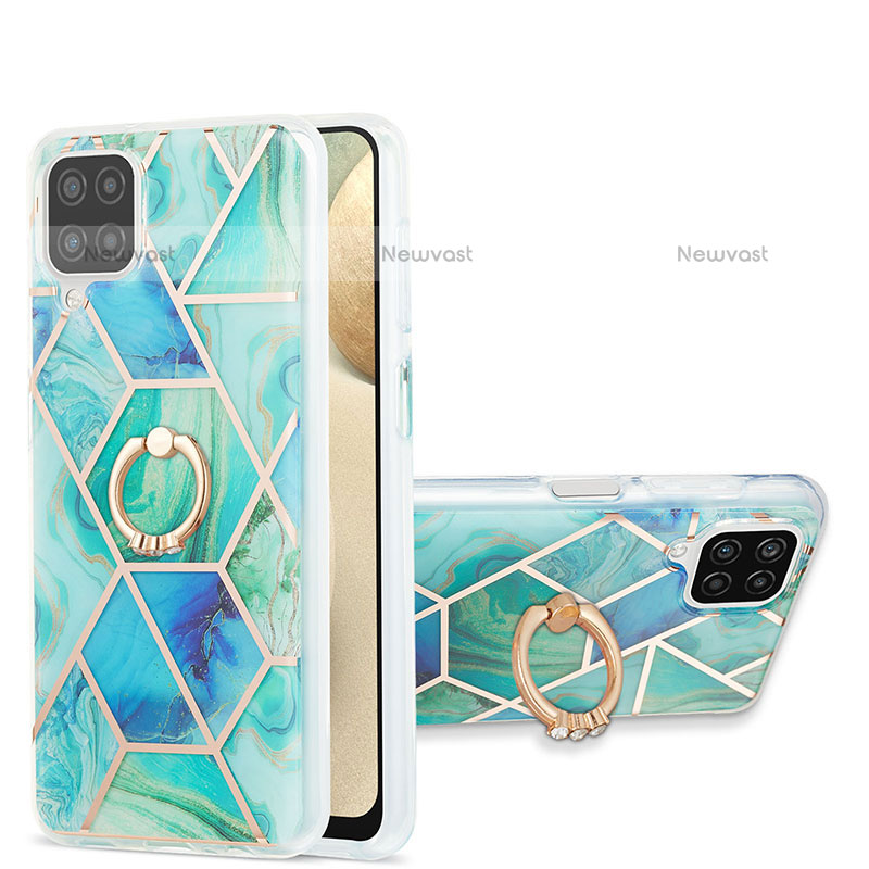 Silicone Candy Rubber Gel Fashionable Pattern Soft Case Cover with Finger Ring Stand Y01B for Samsung Galaxy F12