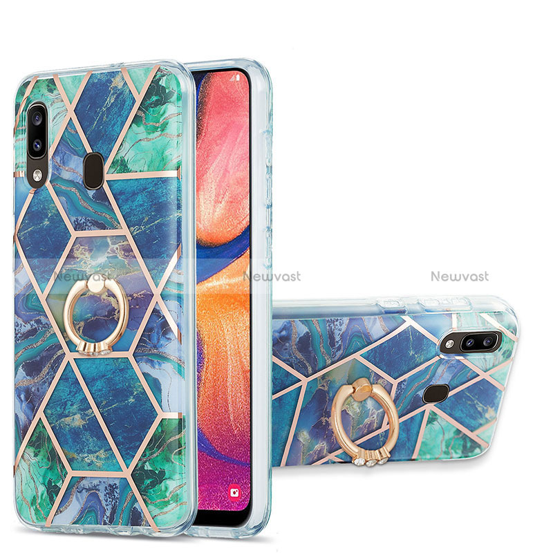 Silicone Candy Rubber Gel Fashionable Pattern Soft Case Cover with Finger Ring Stand Y01B for Samsung Galaxy M10S