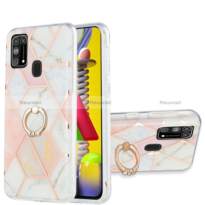 Silicone Candy Rubber Gel Fashionable Pattern Soft Case Cover with Finger Ring Stand Y01B for Samsung Galaxy M31 Prime Edition