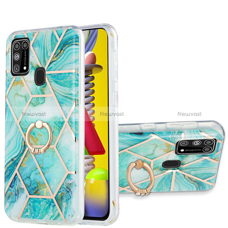 Silicone Candy Rubber Gel Fashionable Pattern Soft Case Cover with Finger Ring Stand Y01B for Samsung Galaxy M31 Prime Edition