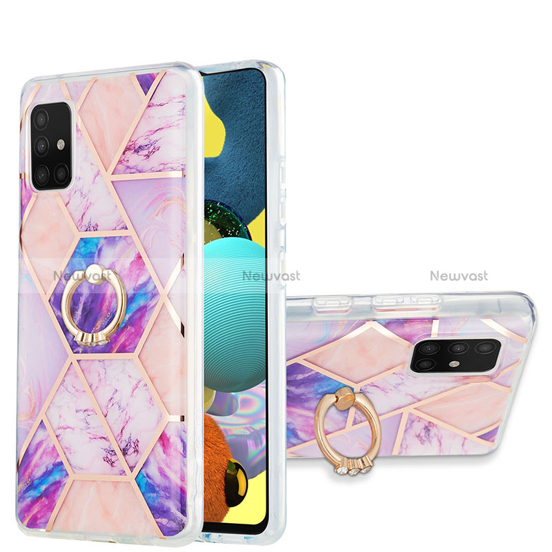 Silicone Candy Rubber Gel Fashionable Pattern Soft Case Cover with Finger Ring Stand Y01B for Samsung Galaxy M40S