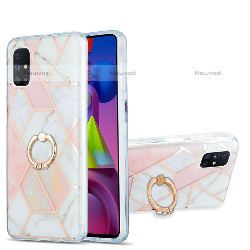 Silicone Candy Rubber Gel Fashionable Pattern Soft Case Cover with Finger Ring Stand Y01B for Samsung Galaxy M51