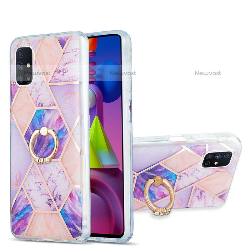 Silicone Candy Rubber Gel Fashionable Pattern Soft Case Cover with Finger Ring Stand Y01B for Samsung Galaxy M51