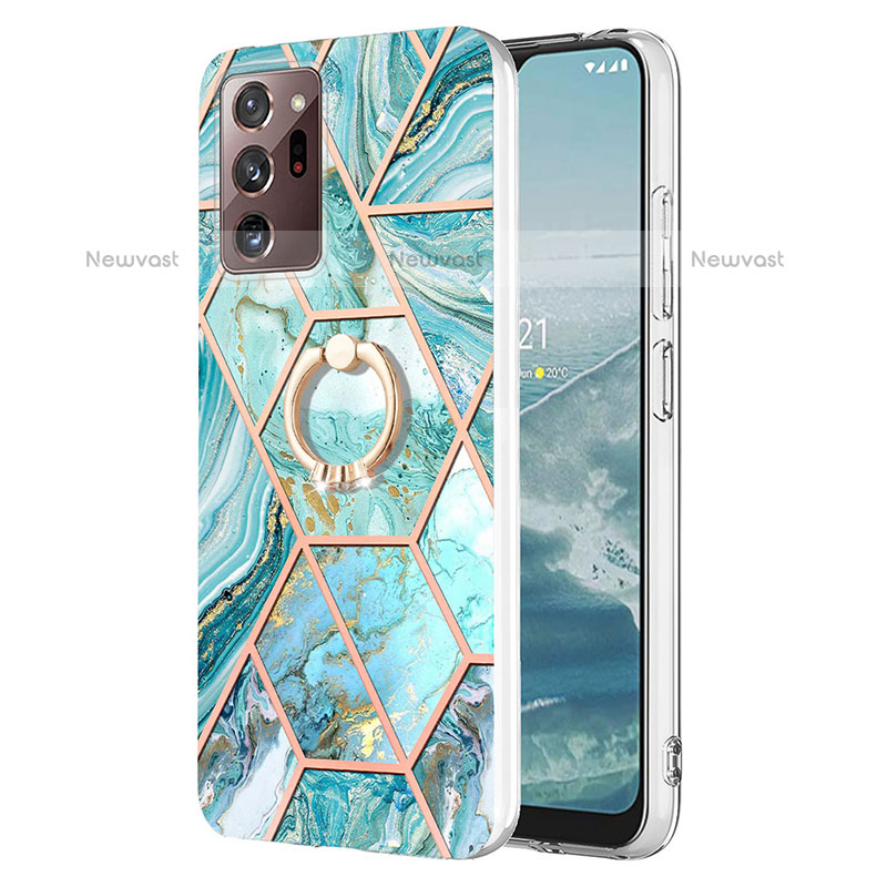 Silicone Candy Rubber Gel Fashionable Pattern Soft Case Cover with Finger Ring Stand Y01B for Samsung Galaxy Note 20 Ultra 5G