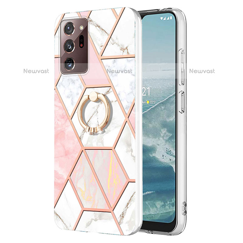 Silicone Candy Rubber Gel Fashionable Pattern Soft Case Cover with Finger Ring Stand Y01B for Samsung Galaxy Note 20 Ultra 5G