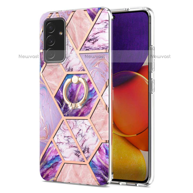 Silicone Candy Rubber Gel Fashionable Pattern Soft Case Cover with Finger Ring Stand Y01B for Samsung Galaxy Quantum2 5G
