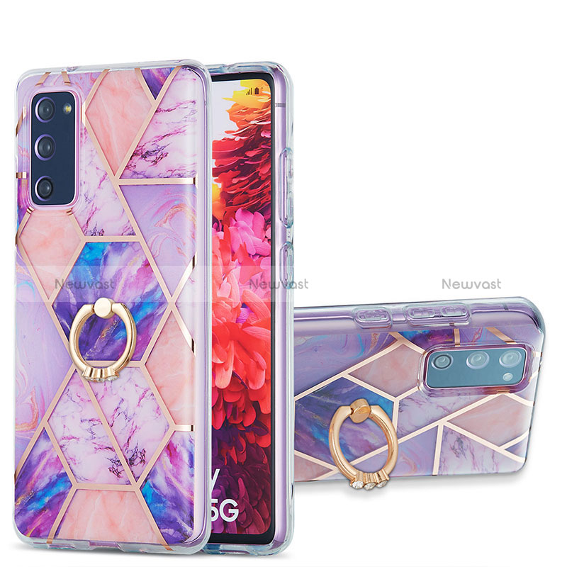 Silicone Candy Rubber Gel Fashionable Pattern Soft Case Cover with Finger Ring Stand Y01B for Samsung Galaxy S20 FE (2022) 5G
