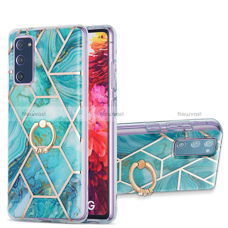 Silicone Candy Rubber Gel Fashionable Pattern Soft Case Cover with Finger Ring Stand Y01B for Samsung Galaxy S20 FE 5G