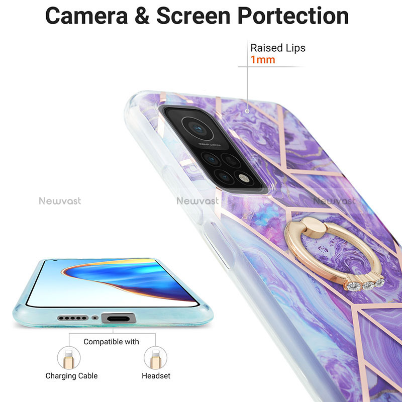 Silicone Candy Rubber Gel Fashionable Pattern Soft Case Cover with Finger Ring Stand Y01B for Xiaomi Mi 10T Pro 5G