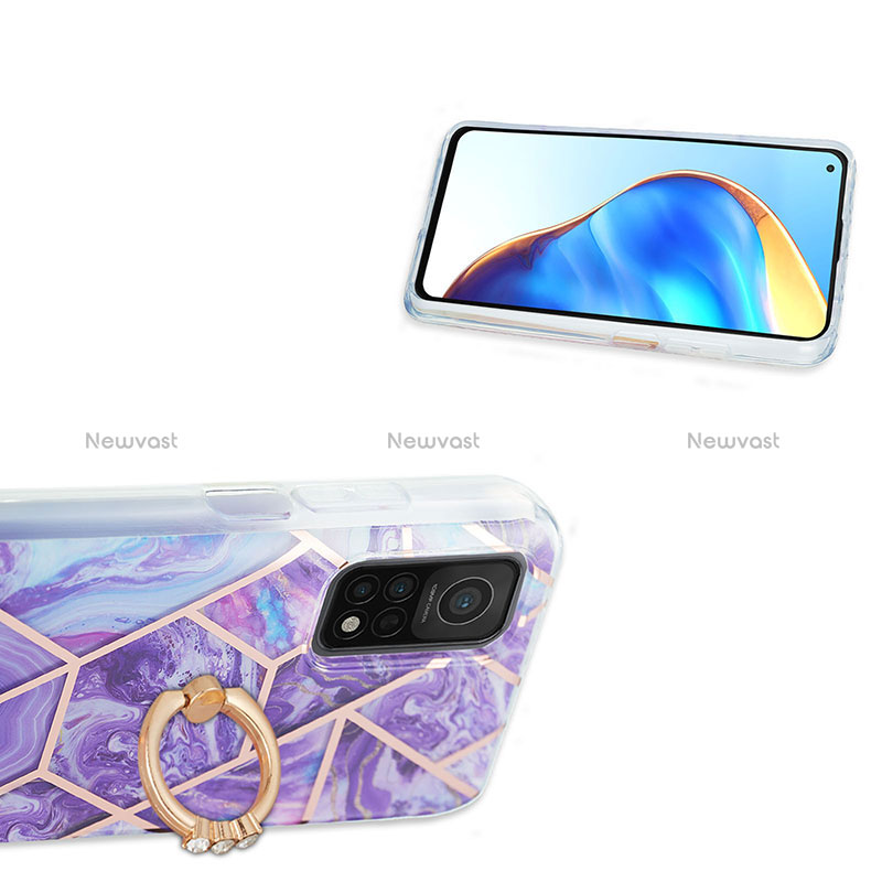 Silicone Candy Rubber Gel Fashionable Pattern Soft Case Cover with Finger Ring Stand Y01B for Xiaomi Mi 10T Pro 5G