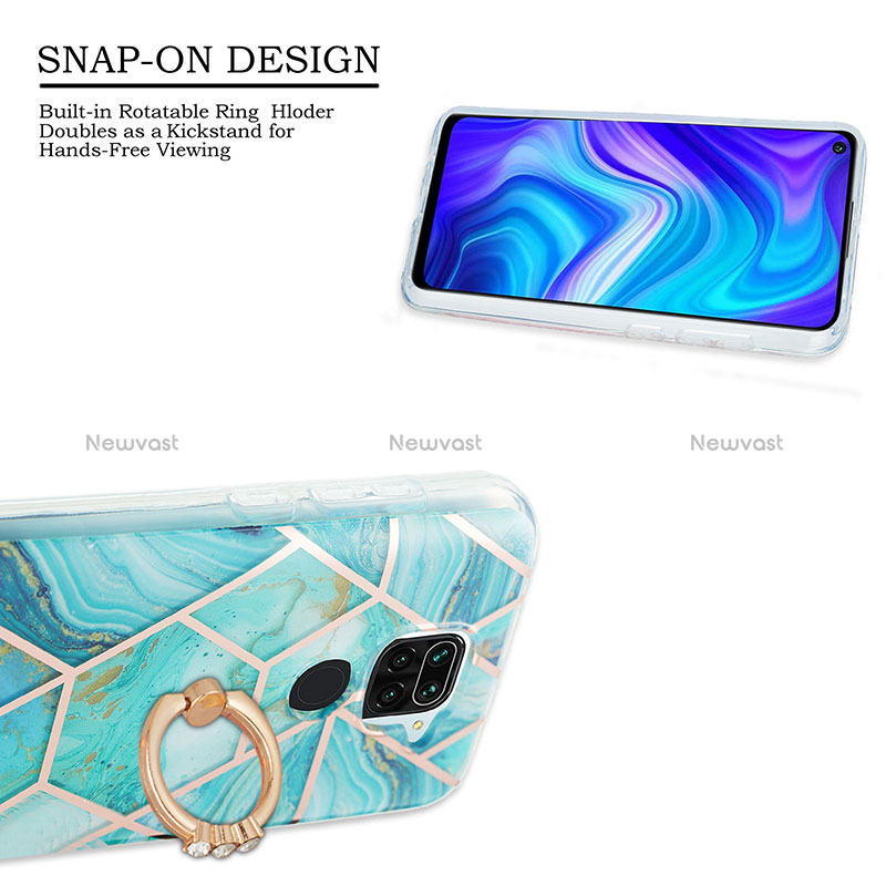 Silicone Candy Rubber Gel Fashionable Pattern Soft Case Cover with Finger Ring Stand Y01B for Xiaomi Redmi 10X 4G