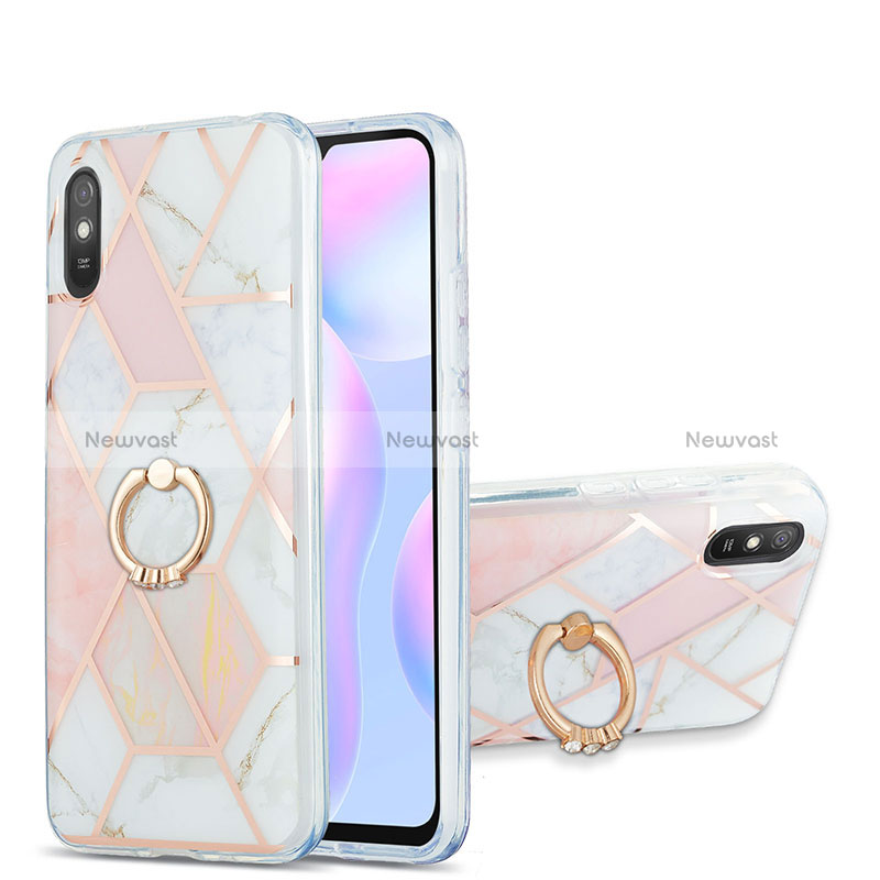Silicone Candy Rubber Gel Fashionable Pattern Soft Case Cover with Finger Ring Stand Y01B for Xiaomi Redmi 9AT
