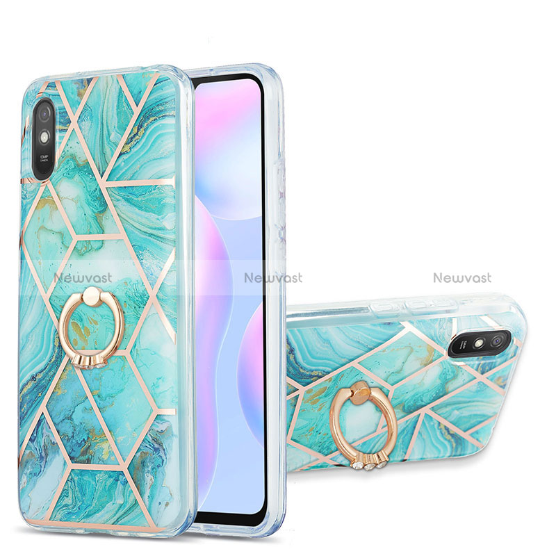 Silicone Candy Rubber Gel Fashionable Pattern Soft Case Cover with Finger Ring Stand Y01B for Xiaomi Redmi 9i