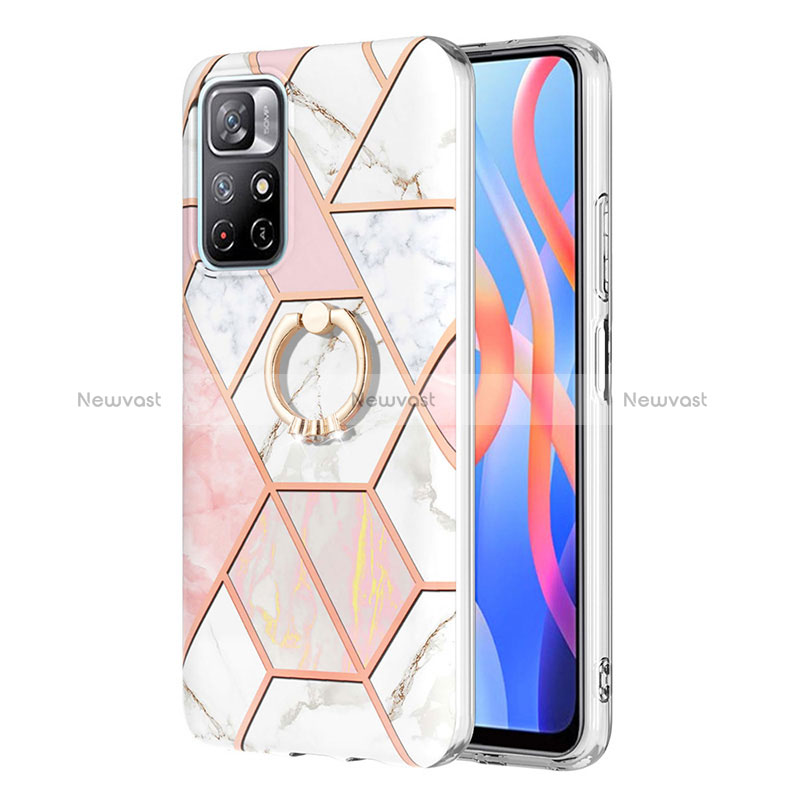 Silicone Candy Rubber Gel Fashionable Pattern Soft Case Cover with Finger Ring Stand Y01B for Xiaomi Redmi Note 11S 5G