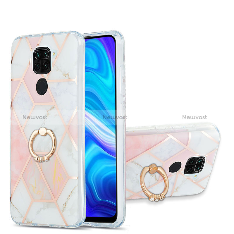 Silicone Candy Rubber Gel Fashionable Pattern Soft Case Cover with Finger Ring Stand Y01B for Xiaomi Redmi Note 9