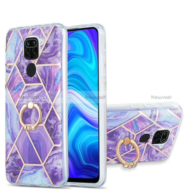 Silicone Candy Rubber Gel Fashionable Pattern Soft Case Cover with Finger Ring Stand Y01B for Xiaomi Redmi Note 9