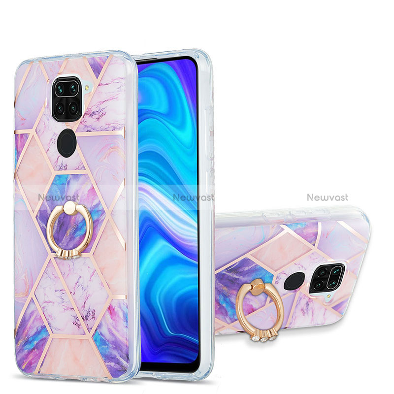 Silicone Candy Rubber Gel Fashionable Pattern Soft Case Cover with Finger Ring Stand Y01B for Xiaomi Redmi Note 9