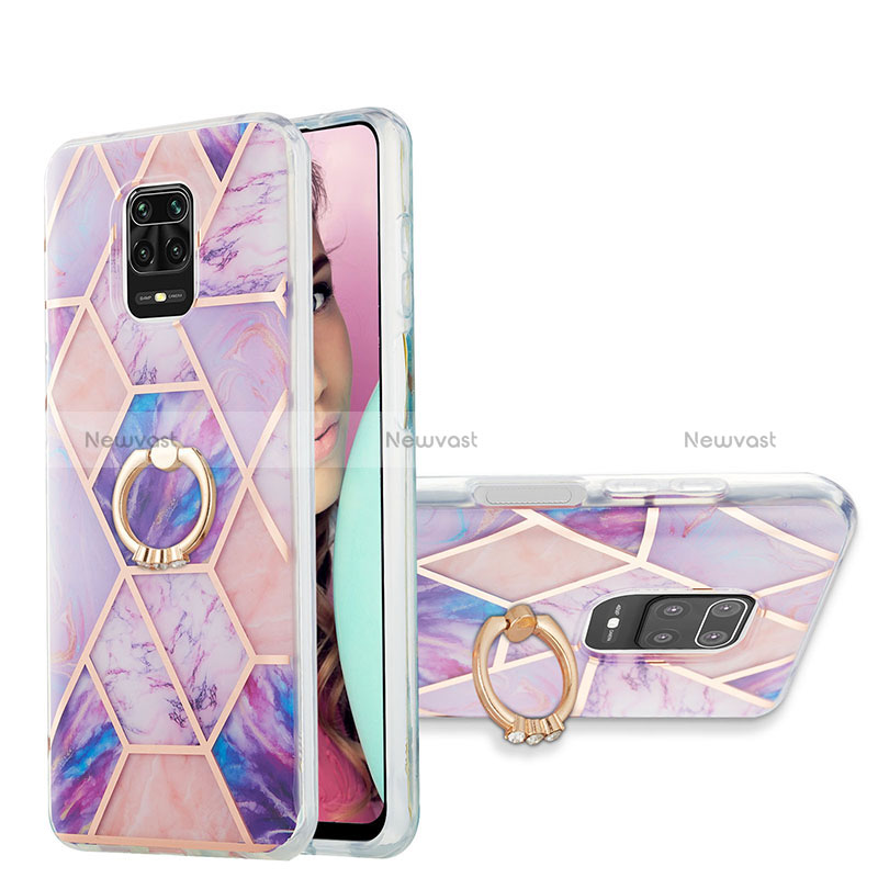 Silicone Candy Rubber Gel Fashionable Pattern Soft Case Cover with Finger Ring Stand Y01B for Xiaomi Redmi Note 9 Pro