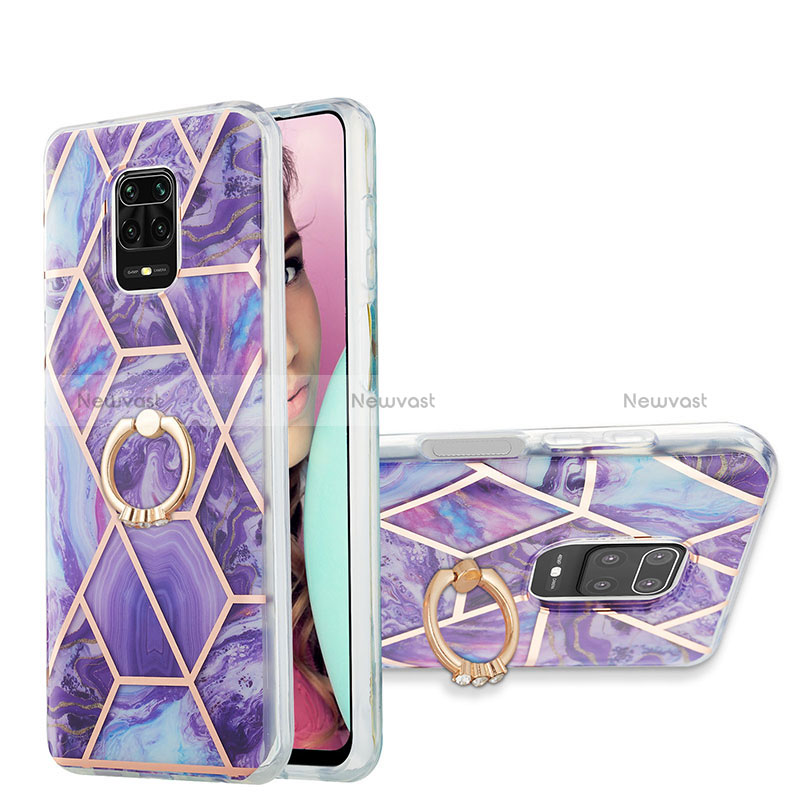 Silicone Candy Rubber Gel Fashionable Pattern Soft Case Cover with Finger Ring Stand Y01B for Xiaomi Redmi Note 9S