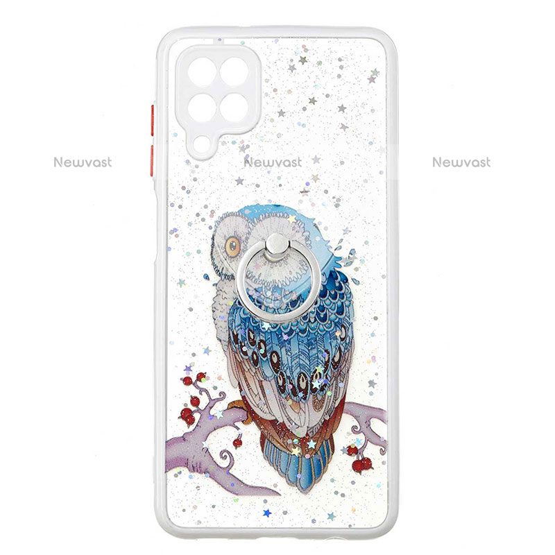 Silicone Candy Rubber Gel Fashionable Pattern Soft Case Cover with Finger Ring Stand Y01X for Samsung Galaxy A12