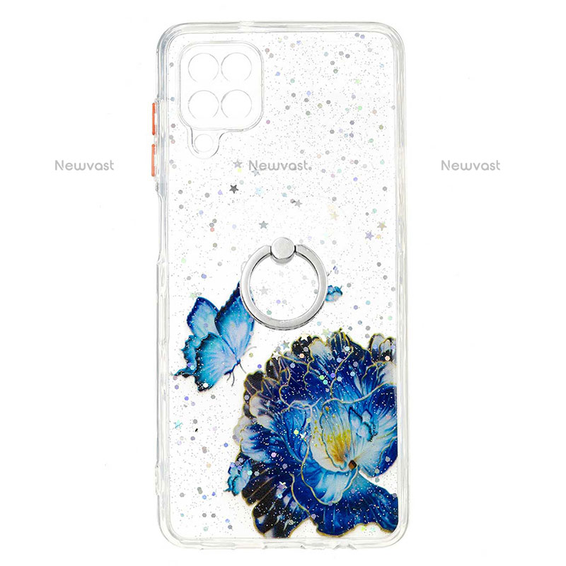 Silicone Candy Rubber Gel Fashionable Pattern Soft Case Cover with Finger Ring Stand Y01X for Samsung Galaxy A12