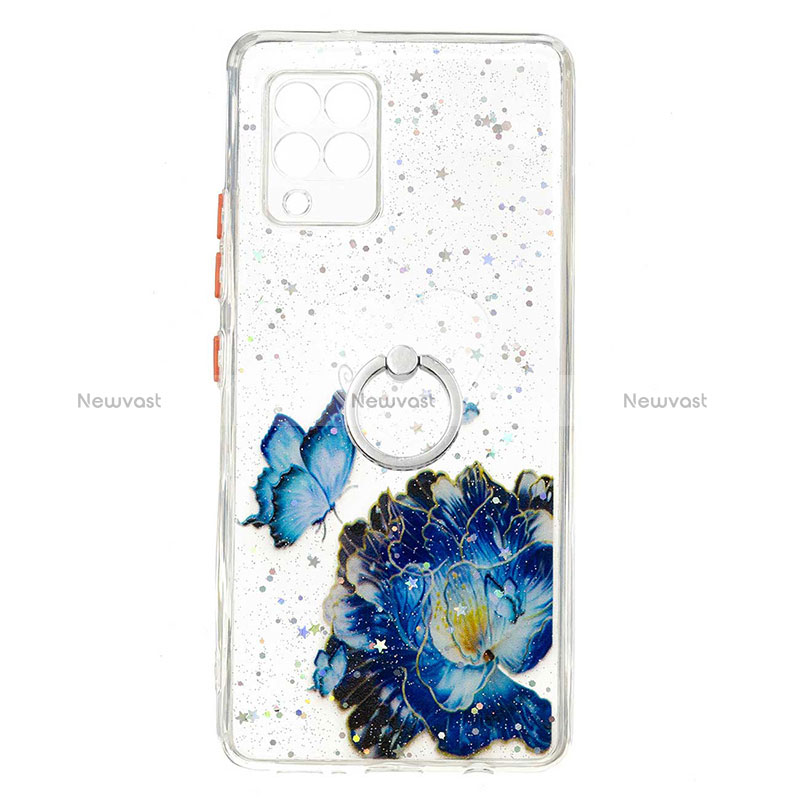 Silicone Candy Rubber Gel Fashionable Pattern Soft Case Cover with Finger Ring Stand Y01X for Samsung Galaxy A42 5G