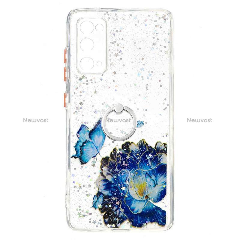 Silicone Candy Rubber Gel Fashionable Pattern Soft Case Cover with Finger Ring Stand Y01X for Samsung Galaxy S20 FE (2022) 5G