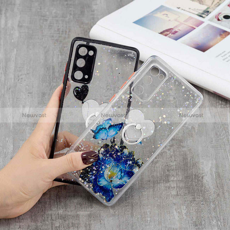 Silicone Candy Rubber Gel Fashionable Pattern Soft Case Cover with Finger Ring Stand Y01X for Samsung Galaxy S20 FE (2022) 5G