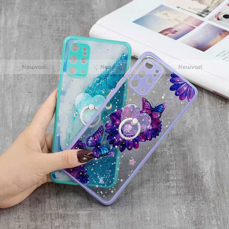 Silicone Candy Rubber Gel Fashionable Pattern Soft Case Cover with Finger Ring Stand Y01X for Samsung Galaxy S20 Plus 5G