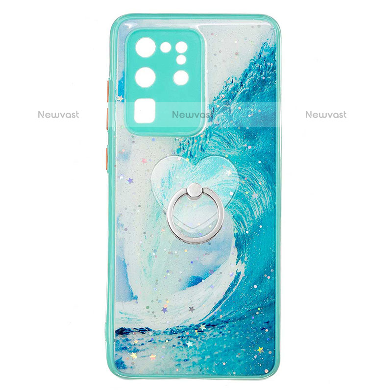 Silicone Candy Rubber Gel Fashionable Pattern Soft Case Cover with Finger Ring Stand Y01X for Samsung Galaxy S20 Ultra 5G