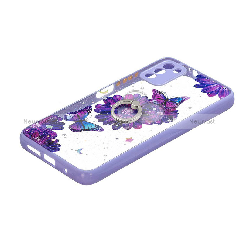 Silicone Candy Rubber Gel Fashionable Pattern Soft Case Cover with Finger Ring Stand Y01X for Xiaomi Poco M3