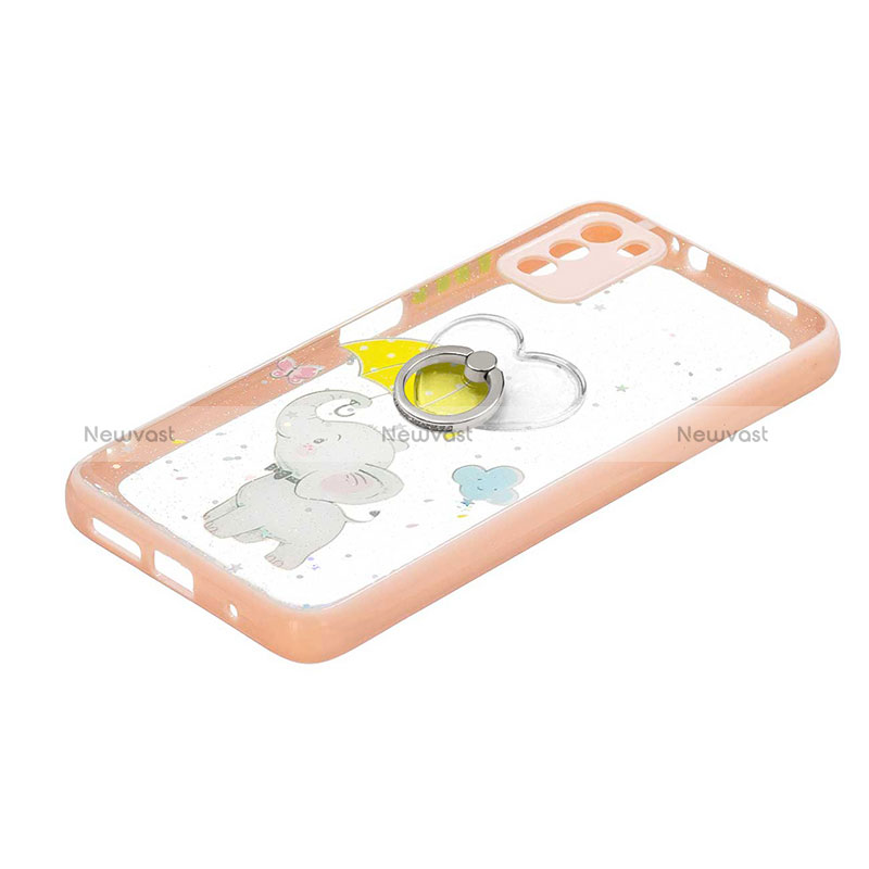 Silicone Candy Rubber Gel Fashionable Pattern Soft Case Cover with Finger Ring Stand Y01X for Xiaomi Poco M3